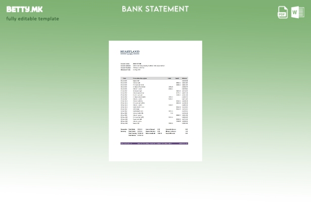 модерен стил шаблон за ексел банкарски извод од Нов Зеланд Хартленд